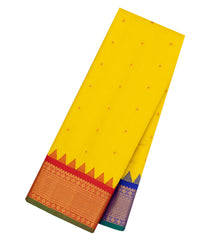 Lemon Yellow Handloom Gadwal SICO Saree With Cotton Body & Silk Border-GA0323
