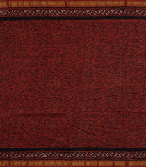 Black Printed Chanderi Cotton Saree With Zari Border-CC1498