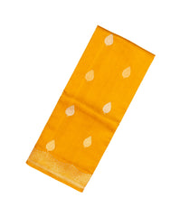 Mustard Handloom Banarasi Silk Saree With Floral Buttas-BE1453
