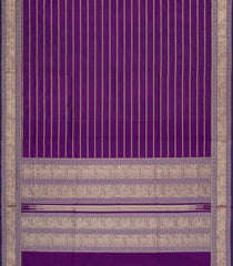 Dark Purple Handloom Silk Cotton Saree With Veldhari Stripes-SC4359