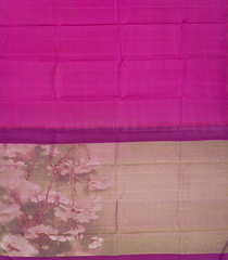 Hot Pink Handloom Kanchipuram Silk Saree With Poppyseed Checks