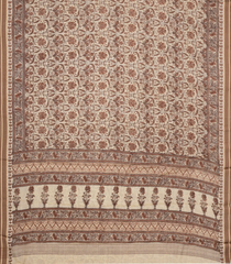 Cream Handloom Chanderi Cotton Saree With Printed Floral Motifs-CC1309