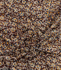 Dark Brown Printed Kalamkari Cotton Saree With Zari Border-KAL1220