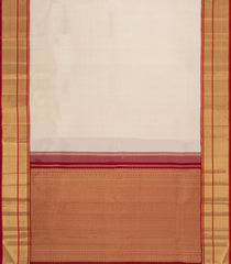 Cream Handloom Korvai Kanchipuram Silk Saree With Zari Stripes-KA16587