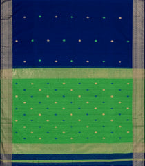 Dark Blue Handloom Maheswari Silk Cotton Saree With Buttas-SC4142