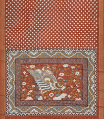 Rust Printed Blended Viscose Saree With Kalamkari Pallu-BL5783
