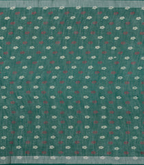 Sea Green Printed Synthetics Linen Saree With Floral Motifs-BL5237