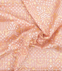 Light Peach Handloom Banarasi Organza Silk Saree With Floral Motifs-BE1838