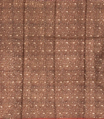 Dark Peach Handloom Tussar Silk Saree With Printed Floral Motifs-TU2716