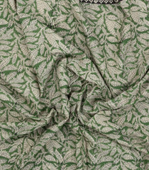 Green Printed Jaipur Cotton Saree With Floral Motifs-JC1493