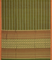 Olive Green Handloom Silk Cotton Saree With Stripes-SC3935