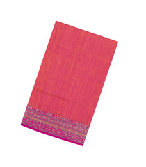Peach Handloom Banarasi Silk Saree With Stripes & Contrast Border-BE1774