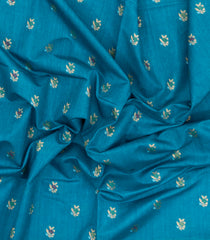Cyan Printed Art Dupion Saree With Tie & Dye Zari Border-BL5839
