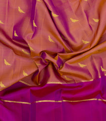 Dusty Peach Handloom Korvai Kanchipuram Silk Saree With Zari Buttas-KA16211