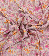 Baby Pink Printed Pure Satin Silk Saree With Floral Motifs-PS0958