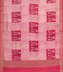 Pink Printed Chanderi Cotton Saree With Zari Border-CC1559