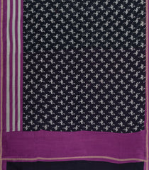 Black Printed Chanderi Cotton Saree With Floral Motifs-CC1728
