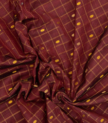Maroon Handloom Gadwal Silk Cotton Saree With Zari Checks & Buttas -GA0291