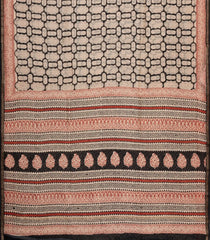Black Printed Chanderi Cotton Saree With Floral Motifs-CC1762