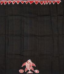 Black Woven Silk Saree With Printed Fish Motifs-PS0568