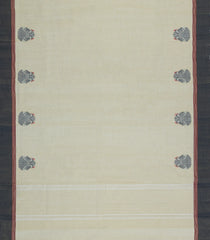 Off White Woven Chettinad Cotton Saree With Buttas-CN1870