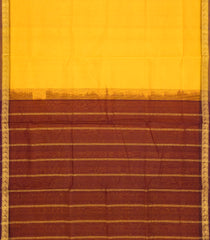 Mustard Handloom 9 Yards Silk Cotton Saree With Contrast Pallu-SC3773