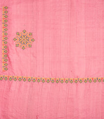 Peach Embroidered Tussar Silk Saree With Meena Floral Embroidery-TU3720