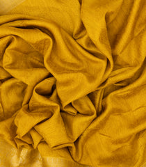 Mustard Woven Synthetic Dola Silk Saree With Floral Motifs In Zari Border-BL4432