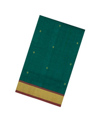 Sea Green Handloom Silk Cotton Saree With Buttas & Contrast Border-SC4472