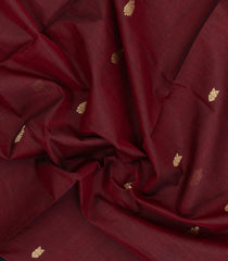 Maroon Handloom Silk Cotton Saree With Buttas & Contrast Border-SC4433