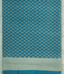 Cyan Printed Tussar Silk Saree With Floral Motifs-TU3671