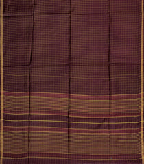 Dark Brown Woven Tussar Silk Saree With Checks-TU3512