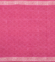 Pink Printed Jaipur Cotton Saree With Floral Motifs-JC1798