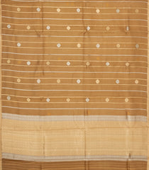 Gold Woven Pure Banarasi Organza Silk Saree With Stripes & Buttas-KS1154