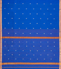 Blue Handloom Maheswari Silk Cotton Saree With Floral Buttas-SC4952