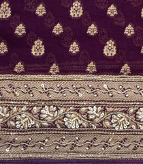 Burugndy Woven Banarasi Khaddi Georgette Silk Saree With Embroidered Border-BE1961