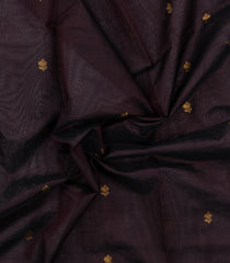 Black Handloom Silk Cotton Saree With Zari Buttas & Contrast Border-SC4604