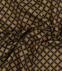 Black Woven Silk Cotton Saree With Hand block Print-SC4216