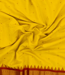 Lemon Yellow Handloom Gadwal SICO Saree With Cotton Body & Silk Border-GA0323