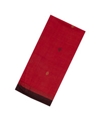 Red Woven Tussar Silk Saree With Buttas & Contrast Border-TU3476