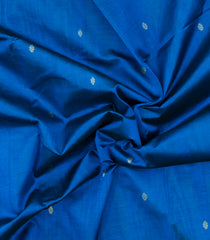Blue Handloom Silk Cotton Saree With Buttas & Temple Border-SC4667