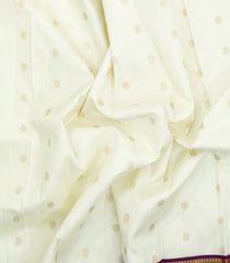 White Handloom Korvai Kanchipuram Silk Saree With Zari Buttas-KA16415