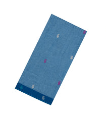 Steel Blue Handloom Bengal Cotton Saree With Floral Buttas-BG1934-Steel Blue