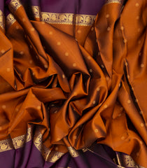 Rust Handloom Soft Silk Saree With Buttas & Contrast Border-SO4039