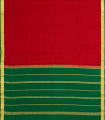 Red Woven Mysore Silk Saree With Contrast Border-MS3676