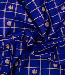 Blue Handloom Korvai Kanchipuram Silk Saree With Zari Checks & Buttas-KA16785