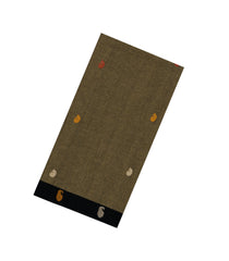 Dark Olive Handloom Bengal Cotton Saree With Floral Buttas-BG1935-Dark Olive