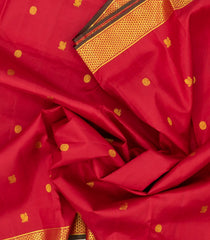 Crimson Handloom Kanchipuram 9 Yards Silk Saree With Annam Buttas-KA13422