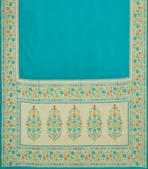 Turquoise Woven Art Dupion Saree With Meena Floral Border-BL5936