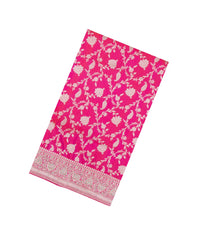 Hot Pink Handloom Banarasi Silk Saree With Floral Vine Zari Motifs-BE1824